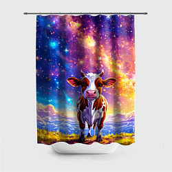 Шторка для душа Коровка и звездное небо, цвет: 3D-принт