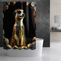 Шторка для душа Сурикат на черном, цвет: 3D-принт — фото 2
