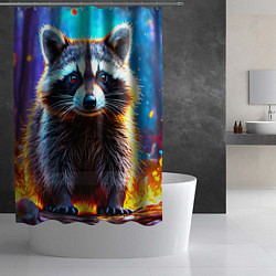 Шторка для душа Енот в огне, цвет: 3D-принт — фото 2