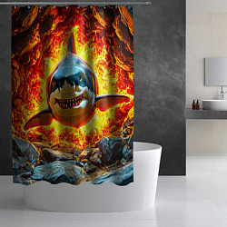 Шторка для душа Акула в огне, цвет: 3D-принт — фото 2