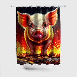 Шторка для душа Свинка в огне, цвет: 3D-принт