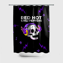 Шторка для душа Red Hot Chili Peppers неоновый череп, цвет: 3D-принт