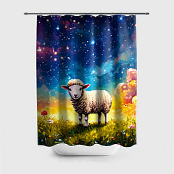 Шторка для душа Овечка и звездное небо, цвет: 3D-принт