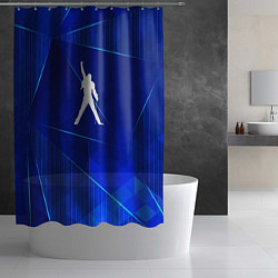 Шторка для душа Queen blue poly, цвет: 3D-принт — фото 2