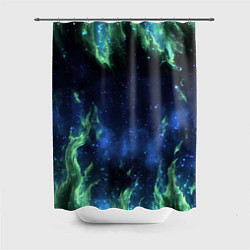 Шторка для душа Зеленые языки пламени, цвет: 3D-принт