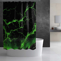 Шторка для душа Зеленая молния разлома, цвет: 3D-принт — фото 2