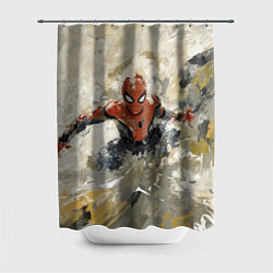 Шторка для душа Человек - паук маслом, цвет: 3D-принт