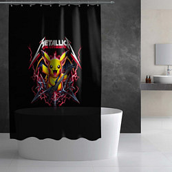 Шторка для душа Metallica - cool Pikachu, цвет: 3D-принт — фото 2