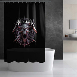 Шторка для душа Metallica - cool skull with horns, цвет: 3D-принт — фото 2