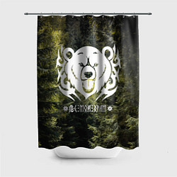Шторка для душа Лес мой храм - дух леса медведь Велес, цвет: 3D-принт