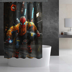 Шторка для душа Человек паук бежит, цвет: 3D-принт — фото 2