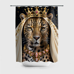 Шторка для душа Леопард с короной, цвет: 3D-принт