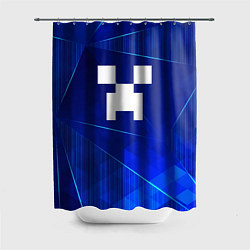 Шторка для душа Minecraft blue poly, цвет: 3D-принт