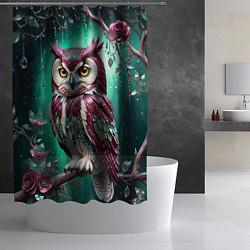 Шторка для душа Волшебная сова в самоцветном лесу, цвет: 3D-принт — фото 2