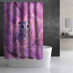 Шторка для душа Сова в весенних цветах, цвет: 3D-принт — фото 2
