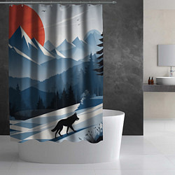Шторка для душа Лиса в горах, цвет: 3D-принт — фото 2