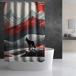 Шторка для душа Лиса и красные горы, цвет: 3D-принт — фото 2