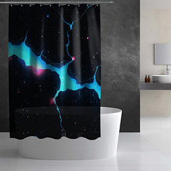 Шторка для душа Голубой разлом в черной текстуре, цвет: 3D-принт — фото 2