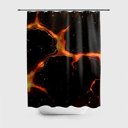 Шторка для душа Оранжевый разлом на черной текстуре, цвет: 3D-принт