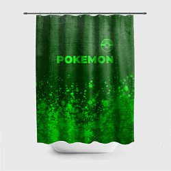 Шторка для душа Pokemon - green gradient посередине, цвет: 3D-принт
