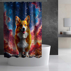 Шторка для душа Корги и космическое небо, цвет: 3D-принт — фото 2