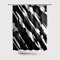 Шторка для душа Разводы белым на черном, цвет: 3D-принт
