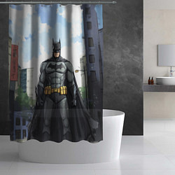 Шторка для душа Бэтмен стоит на улице, цвет: 3D-принт — фото 2