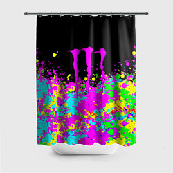 Шторка для душа Monster energy краски неоновые, цвет: 3D-принт