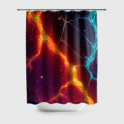 Шторка для душа Сине-оранжевые молнии текстура, цвет: 3D-принт