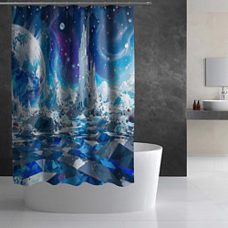 Шторка для душа Космический фантастический пейзаж, цвет: 3D-принт — фото 2