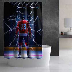 Шторка для душа Хоккеист и молния, цвет: 3D-принт — фото 2