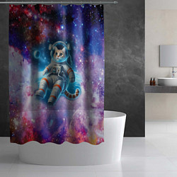 Шторка для душа The cat is a brave cosmonaut - ai art, цвет: 3D-принт — фото 2