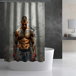 Шторка для душа Дастин Порье на сером, цвет: 3D-принт — фото 2