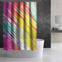 Шторка для душа Брызги краски на белом фоне, цвет: 3D-принт — фото 2