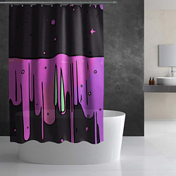 Шторка для душа Фиолетовая текстура на черном фоне, цвет: 3D-принт — фото 2