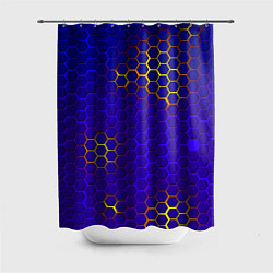 Шторка для душа Неоновые соты броня, цвет: 3D-принт