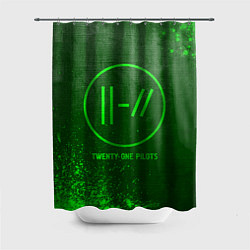 Шторка для душа Twenty One Pilots - green gradient, цвет: 3D-принт