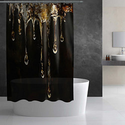 Шторка для душа Мед на коричневой текстуре, цвет: 3D-принт — фото 2