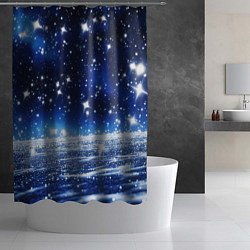 Шторка для душа Космический синий абстрактный фон - текстура, цвет: 3D-принт — фото 2