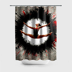 Шторка для душа Воздушная гимнастика на сером, цвет: 3D-принт