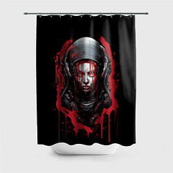Шторка для душа Инопланетная девушка в красной краске, цвет: 3D-принт