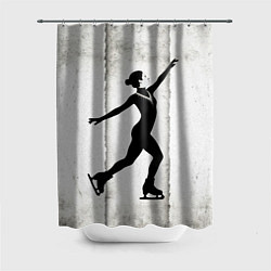 Шторка для душа Фигуристка на сером, цвет: 3D-принт