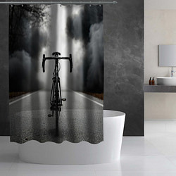 Шторка для душа Шоссейный велосипед в черном дыму, цвет: 3D-принт — фото 2