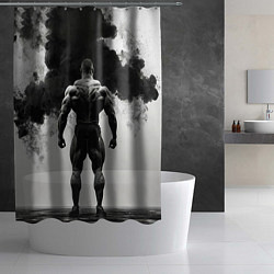 Шторка для душа Бодибилдер и черный дым, цвет: 3D-принт — фото 2