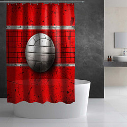 Шторка для душа Волейбольная сетка и мяч на красном, цвет: 3D-принт — фото 2