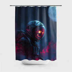 Шторка для душа Скелет космонавта под луной, цвет: 3D-принт