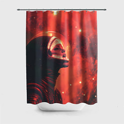 Шторка для душа Девушка в космосе в костюме чужого, цвет: 3D-принт