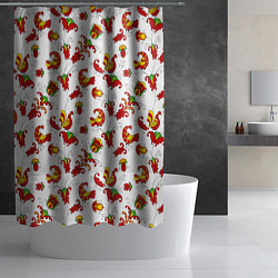 Шторка для душа Русский народный орнамент в стиле росписей Северно, цвет: 3D-принт — фото 2