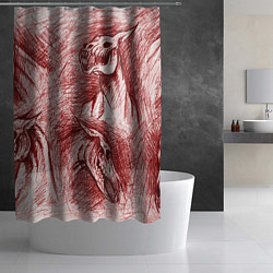 Шторка для душа Черепа лошадей - эскиз, цвет: 3D-принт — фото 2