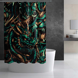 Шторка для душа Японские драконы ирезуми, цвет: 3D-принт — фото 2